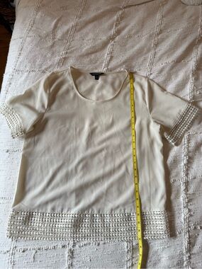 Banana republic Women's Cream Crochet-Hem Short Sleeve Top